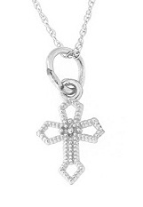 little extraordinary white gold baby open cross necklace